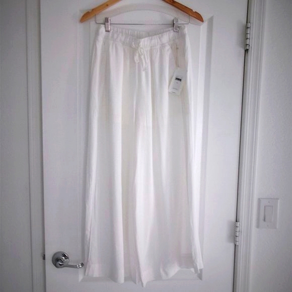 Splendid Pants - New Splendid Pure White Wide Leg Flowy Drawstring Cropped Pants S Small Pockets